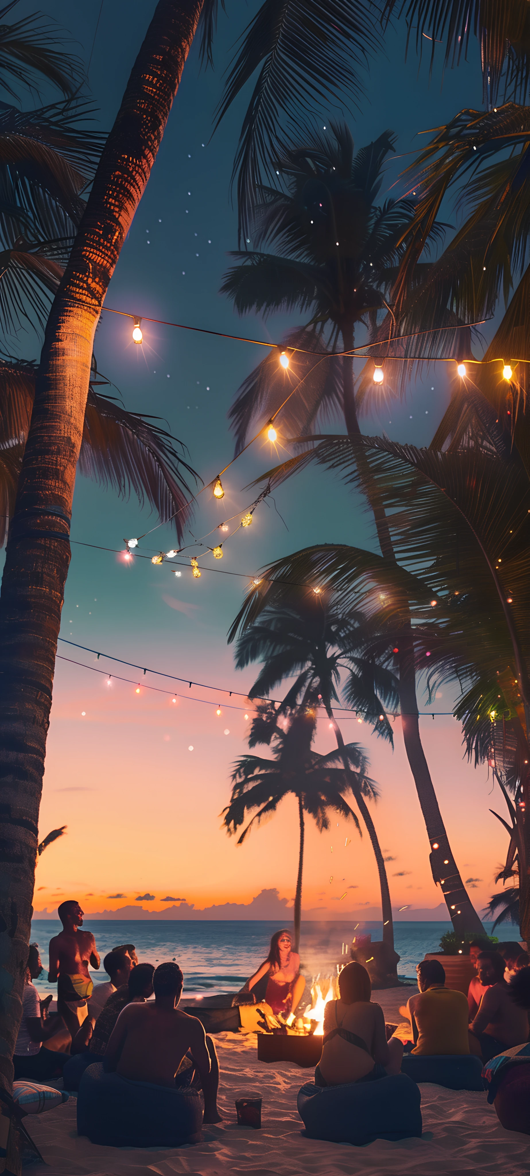 dreamy seasons wallpaper — palm tree, tree, sky, sunset (free 4K phone download)
