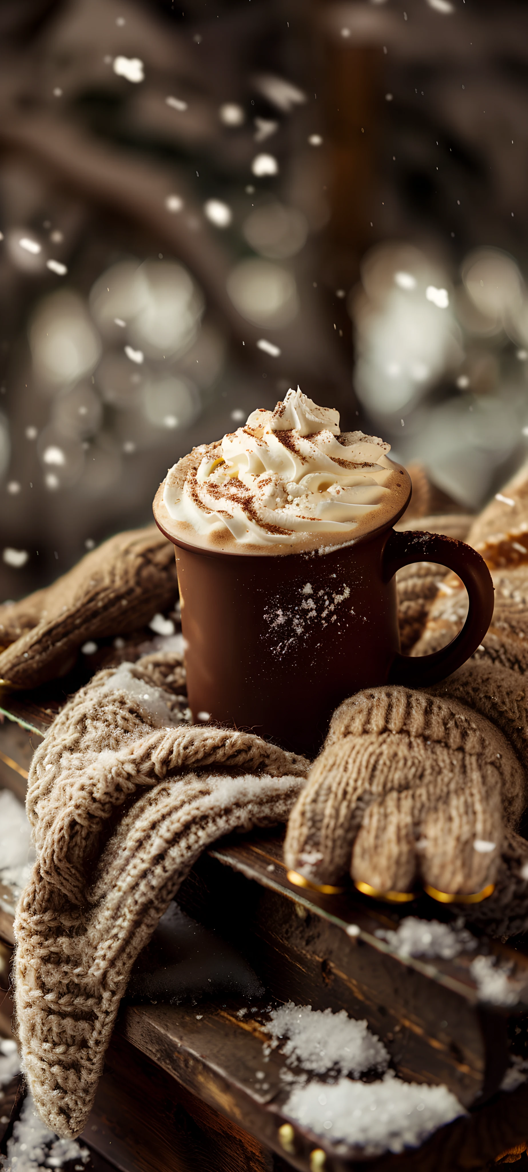 festive seasons wallpaper — cup, mug, snow, coffee (free 4K phone download)