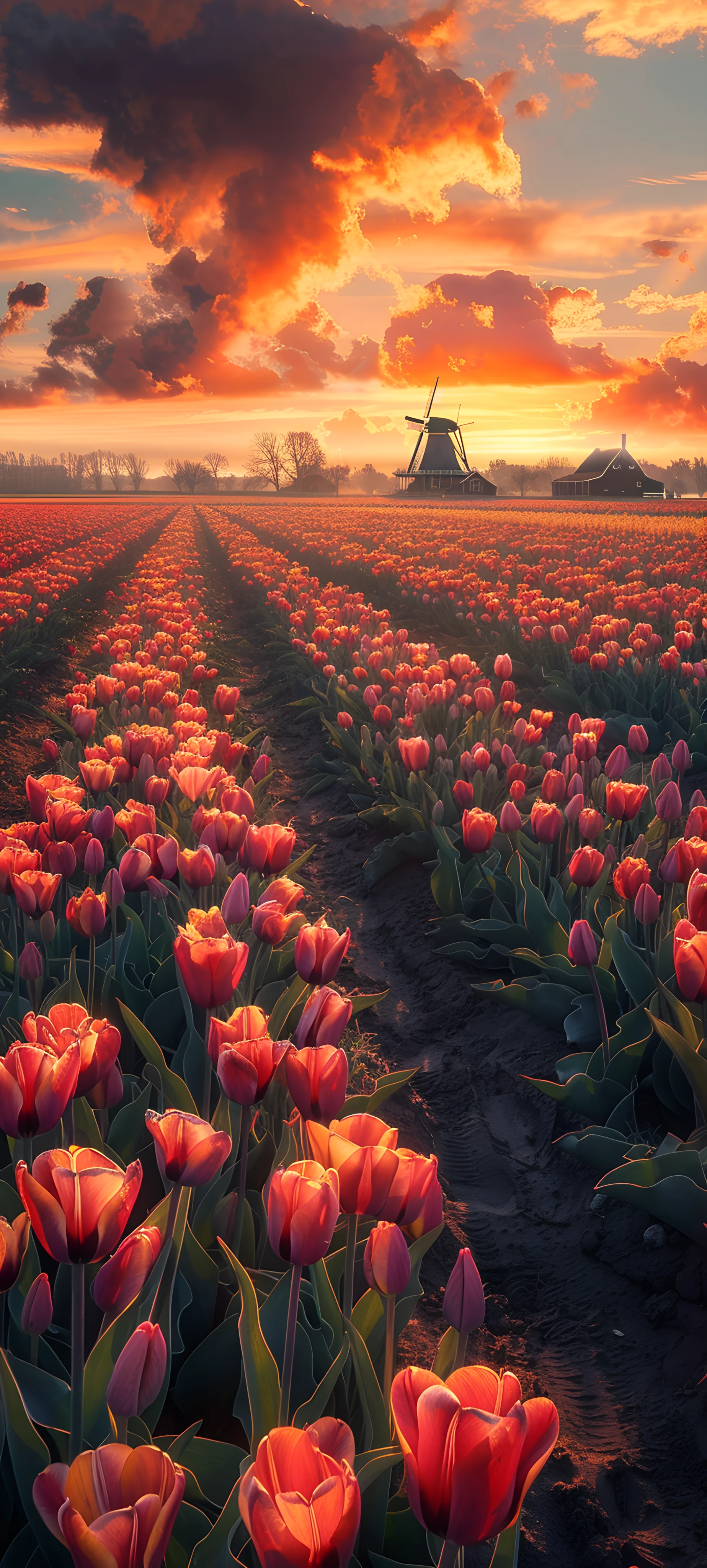 romantic seasons wallpaper — flower, scenery, cloud, sky (free 4K phone download)