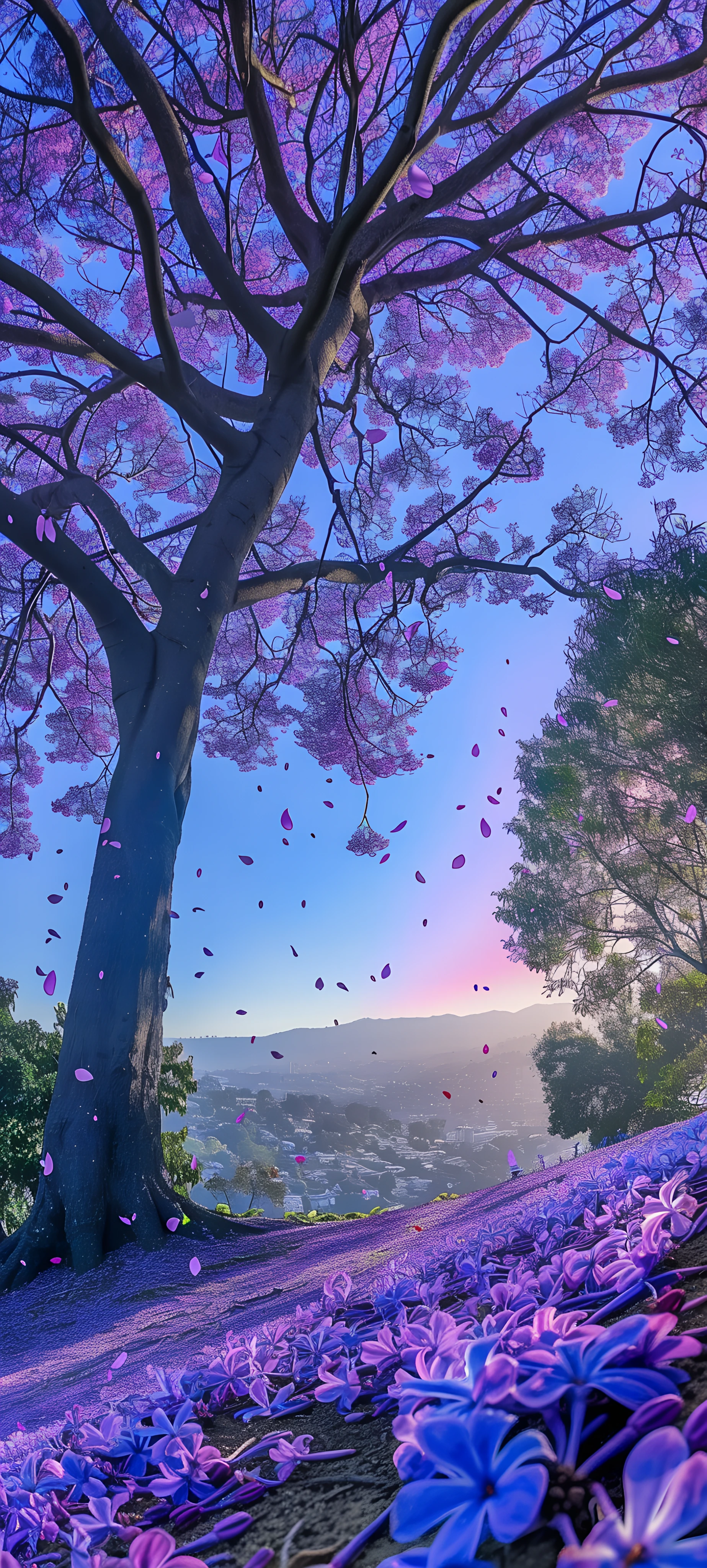 dreamy seasons wallpaper — scenery, flower, tree, sky (free 4K phone download)