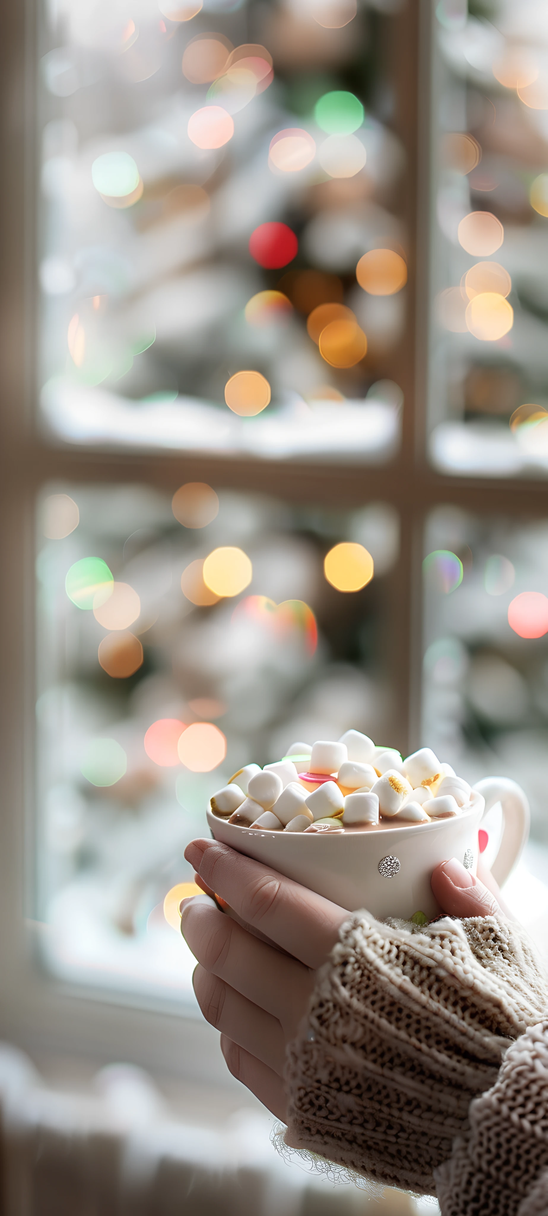 cozy anime girl wallpaper — cup, holding, christmas tree, holding cup (free 4K phone download)