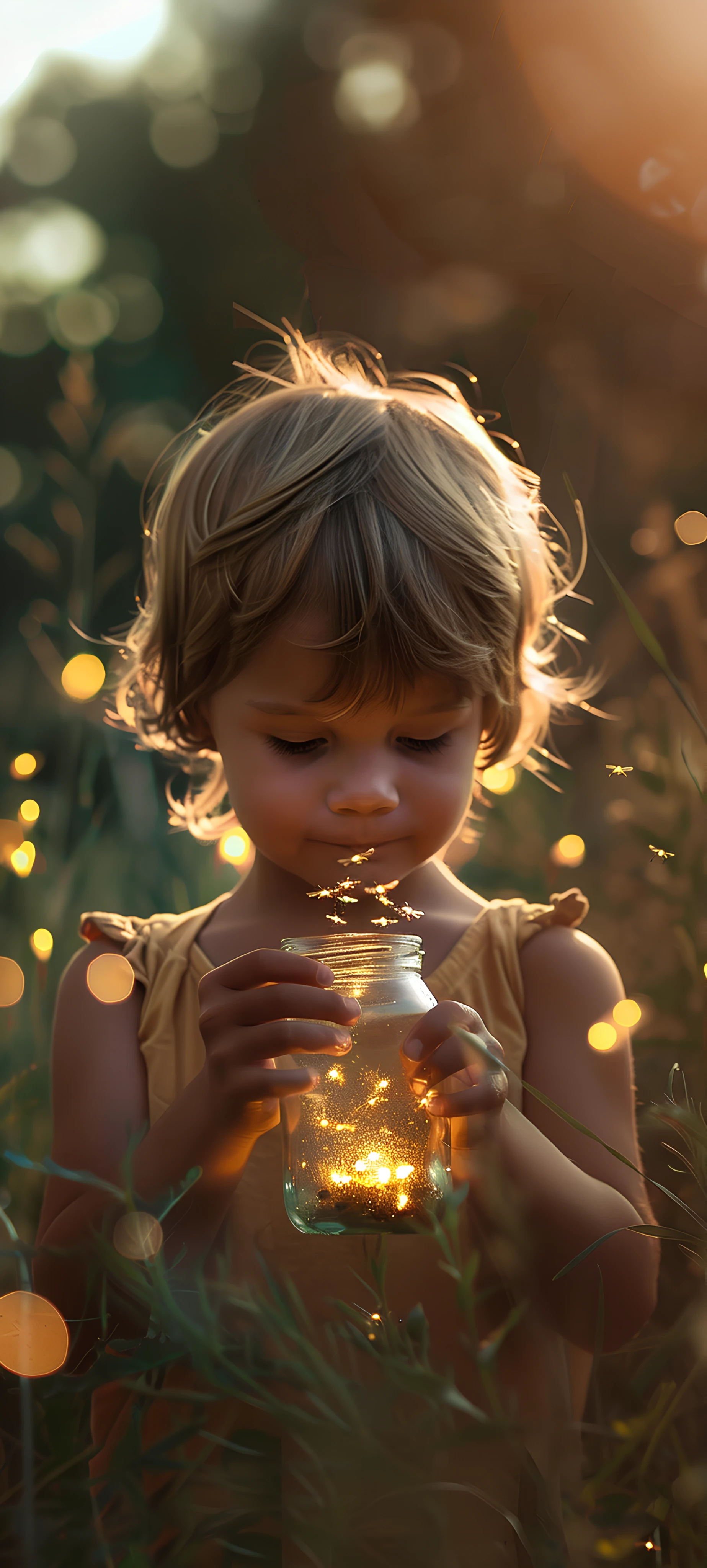 magical anime girl wallpaper — closed eyes, short hair, child (free 4K phone download)
