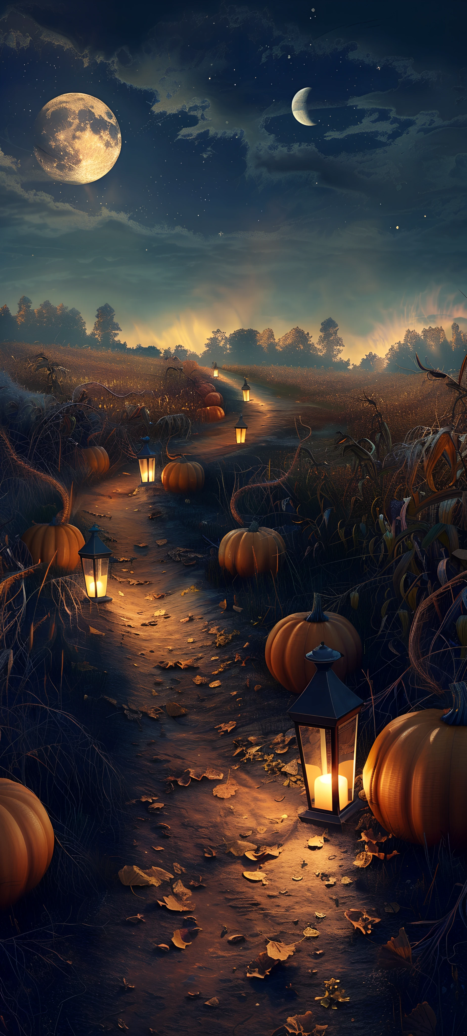 spooky seasons wallpaper — moon, scenery, sky, crescent moon (free 4K phone download)