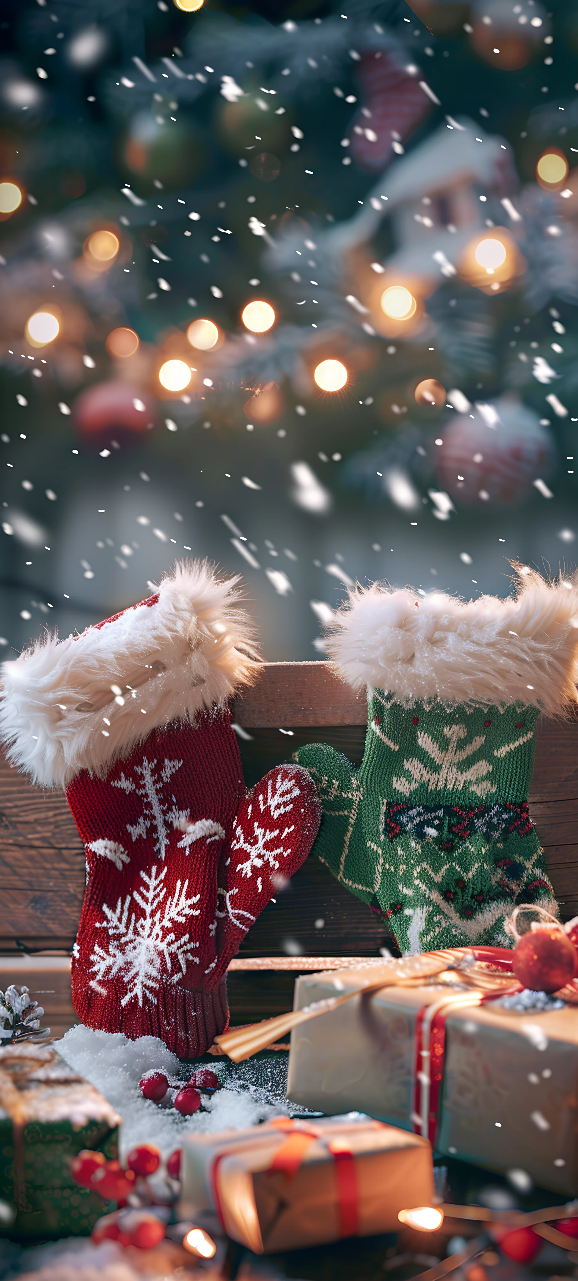 festive seasons wallpaper — christmas, box, snowing, gift (free 4K phone download)