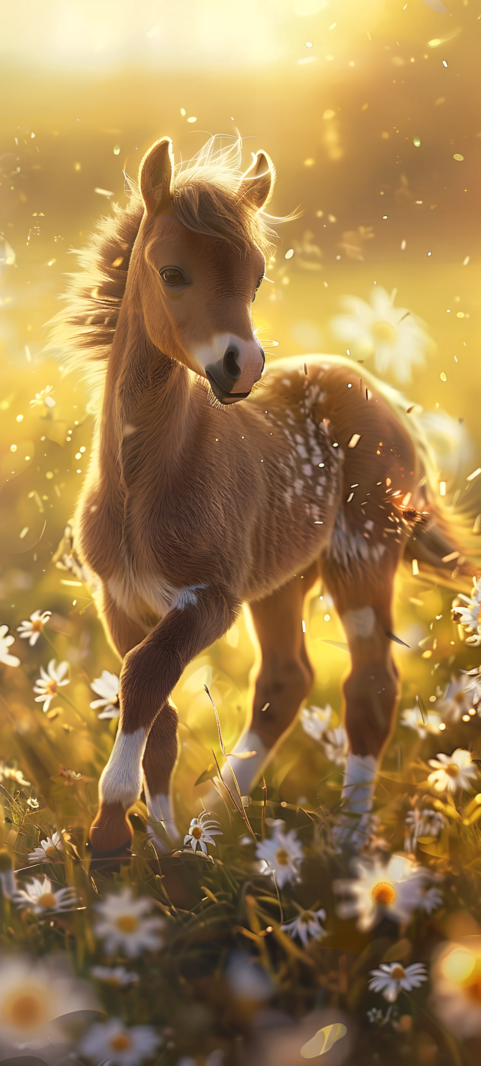 cute seasons wallpaper — flower, horse, white flower, field (free 4K phone download)