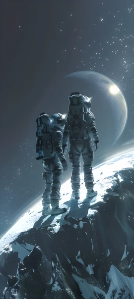 futuristic space wallpaper — helmet, planet, backpack, spacesuit (free 4K phone download)