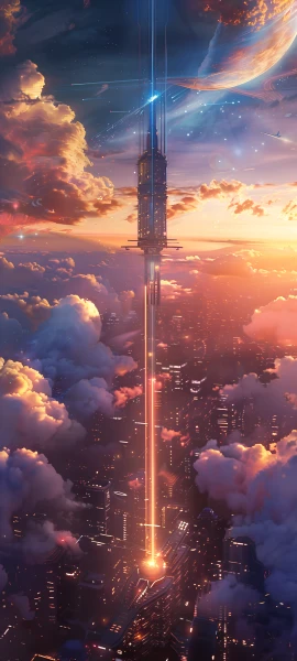 futuristic space wallpaper — cloud, scenery, sky, star (sky) (free 4K phone download)