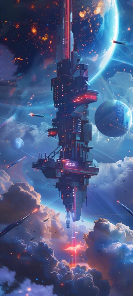 futuristic space wallpaper — cloud, scenery, sky, science fiction (free 4K phone download)