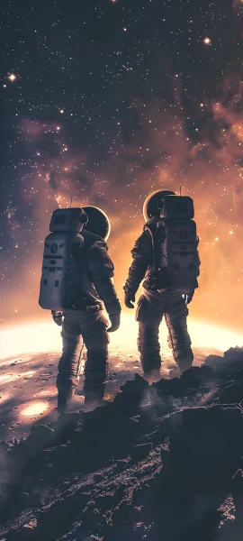 epic space wallpaper — star (sky), astronaut, space, holding hands (free 4K phone download)