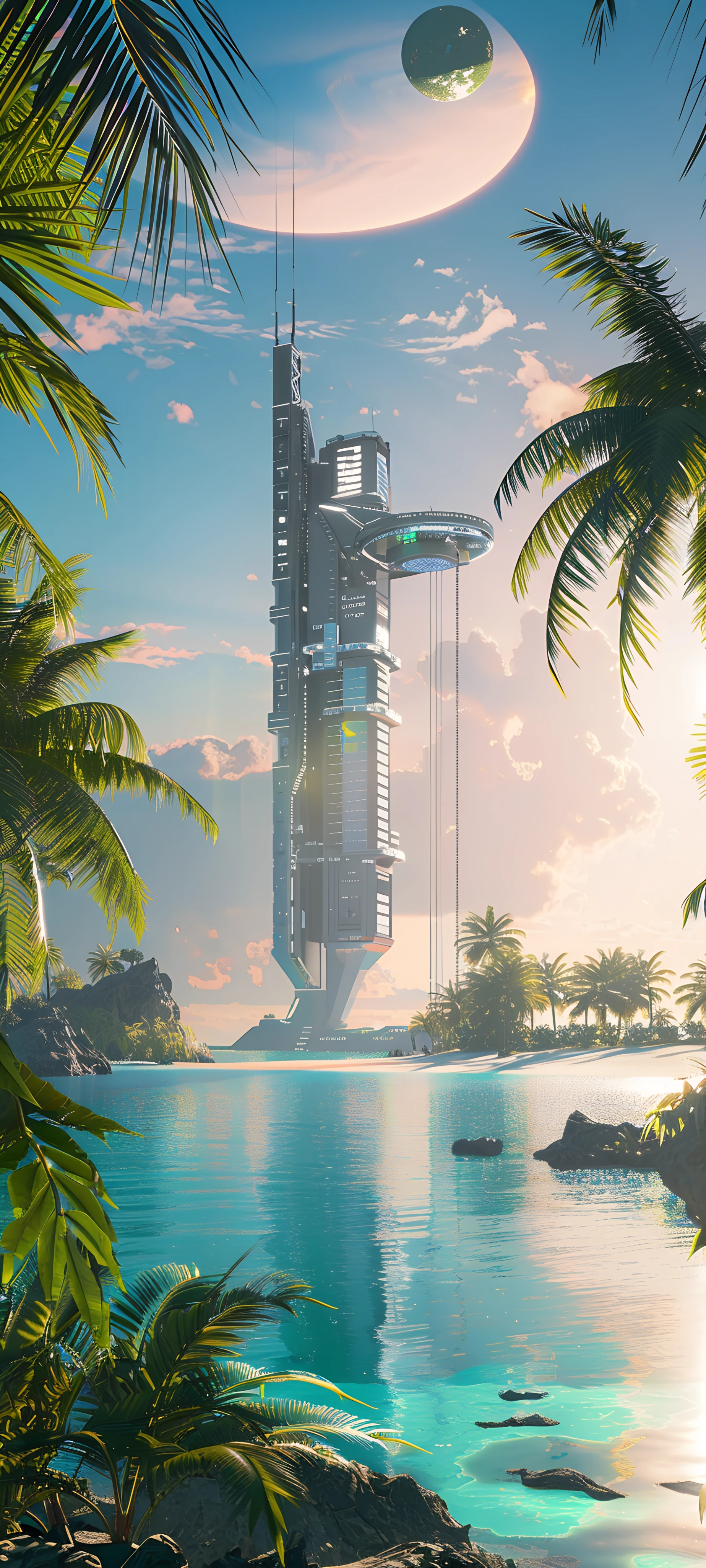 futuristic space wallpaper — scenery, tree, sky, cloud (free 4K phone download)