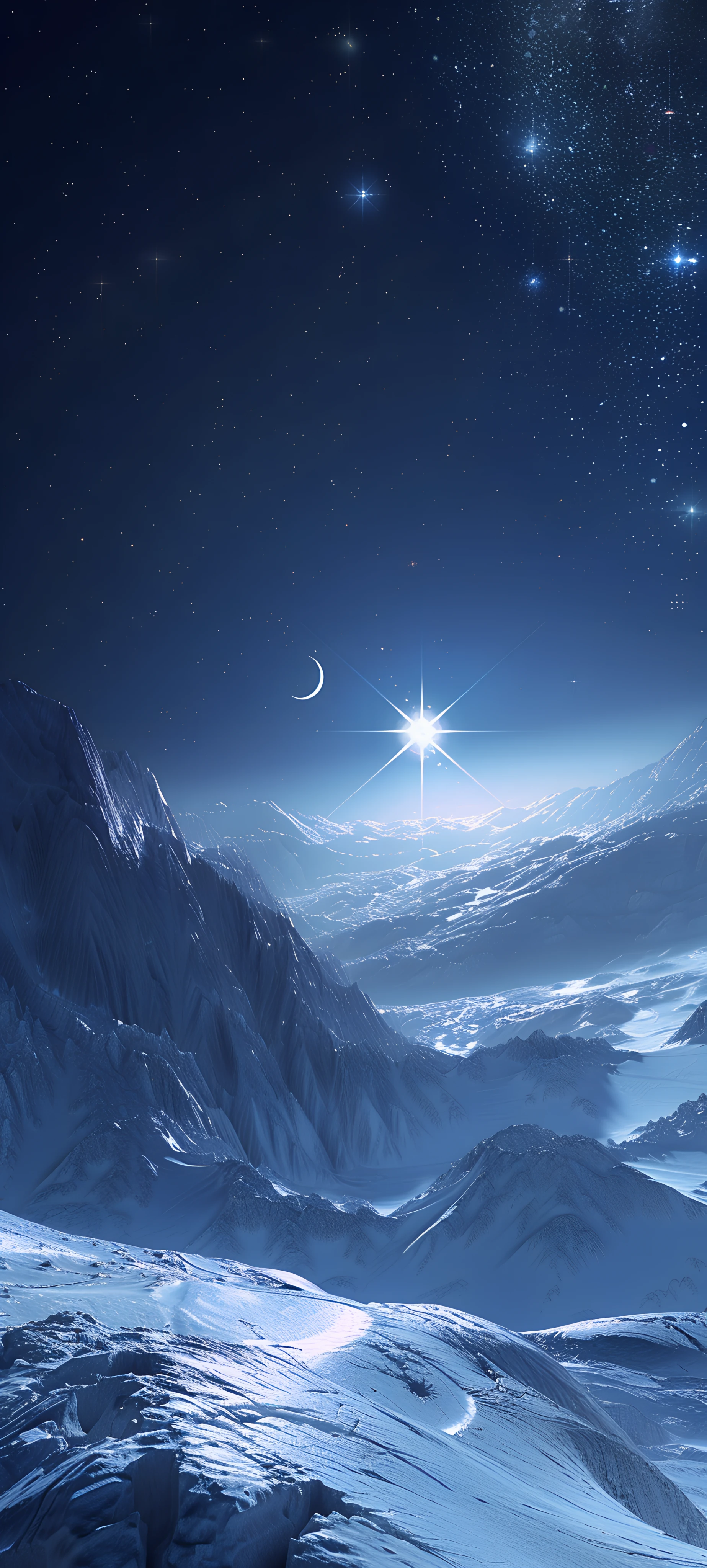 serene space wallpaper — scenery, star (sky), sky, crescent moon (free 4K phone download)
