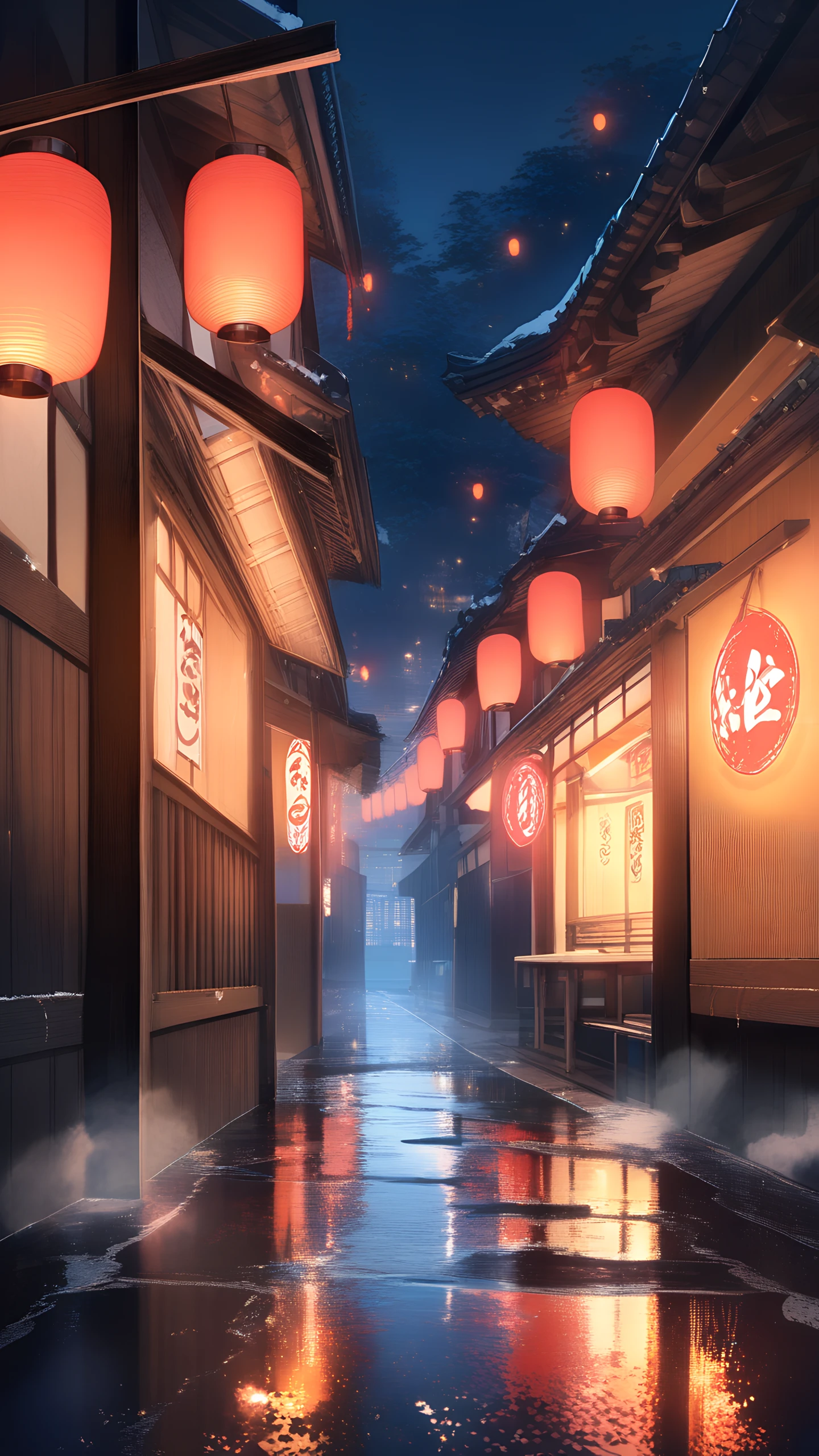 Anime Wallpaper Izakaya Alley Lanterns 1440×2560 anime wallpaper