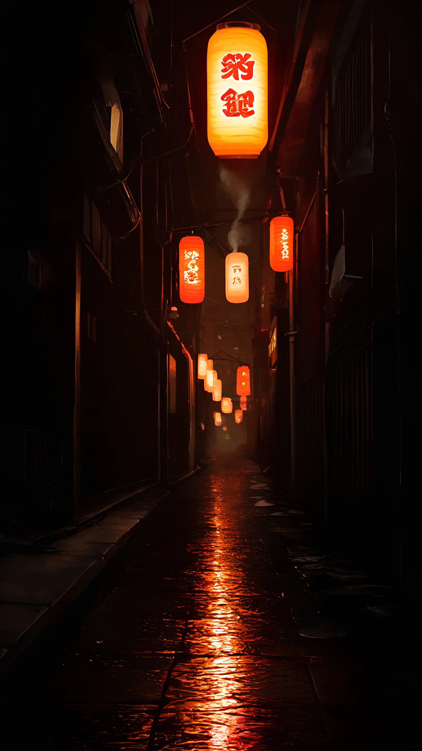 Anime Wallpaper Izakaya Alley Lanterns 1440×2560 anime wallpaper