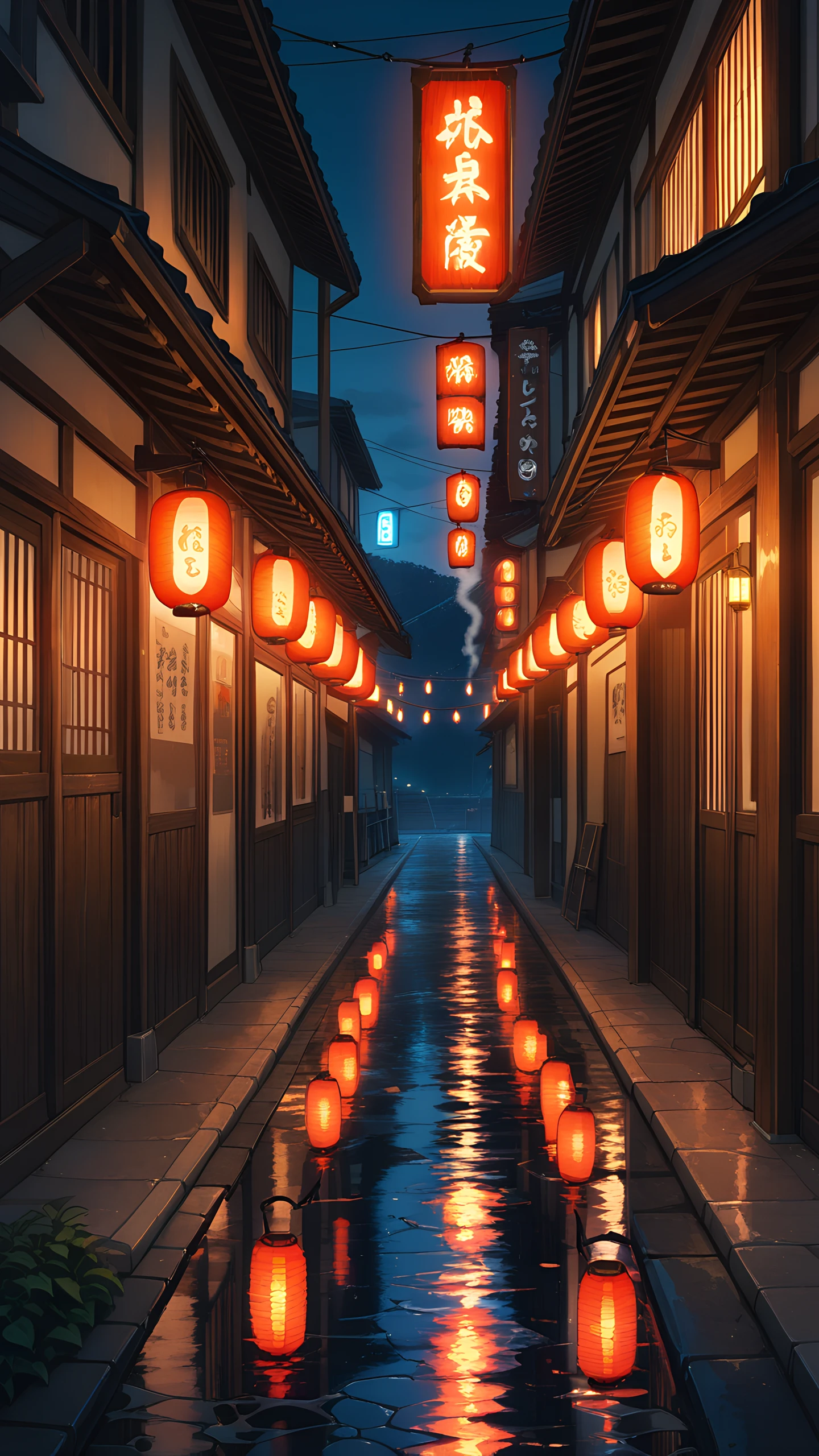 Anime Wallpaper Izakaya Alley Lanterns 1440×2560 anime wallpaper