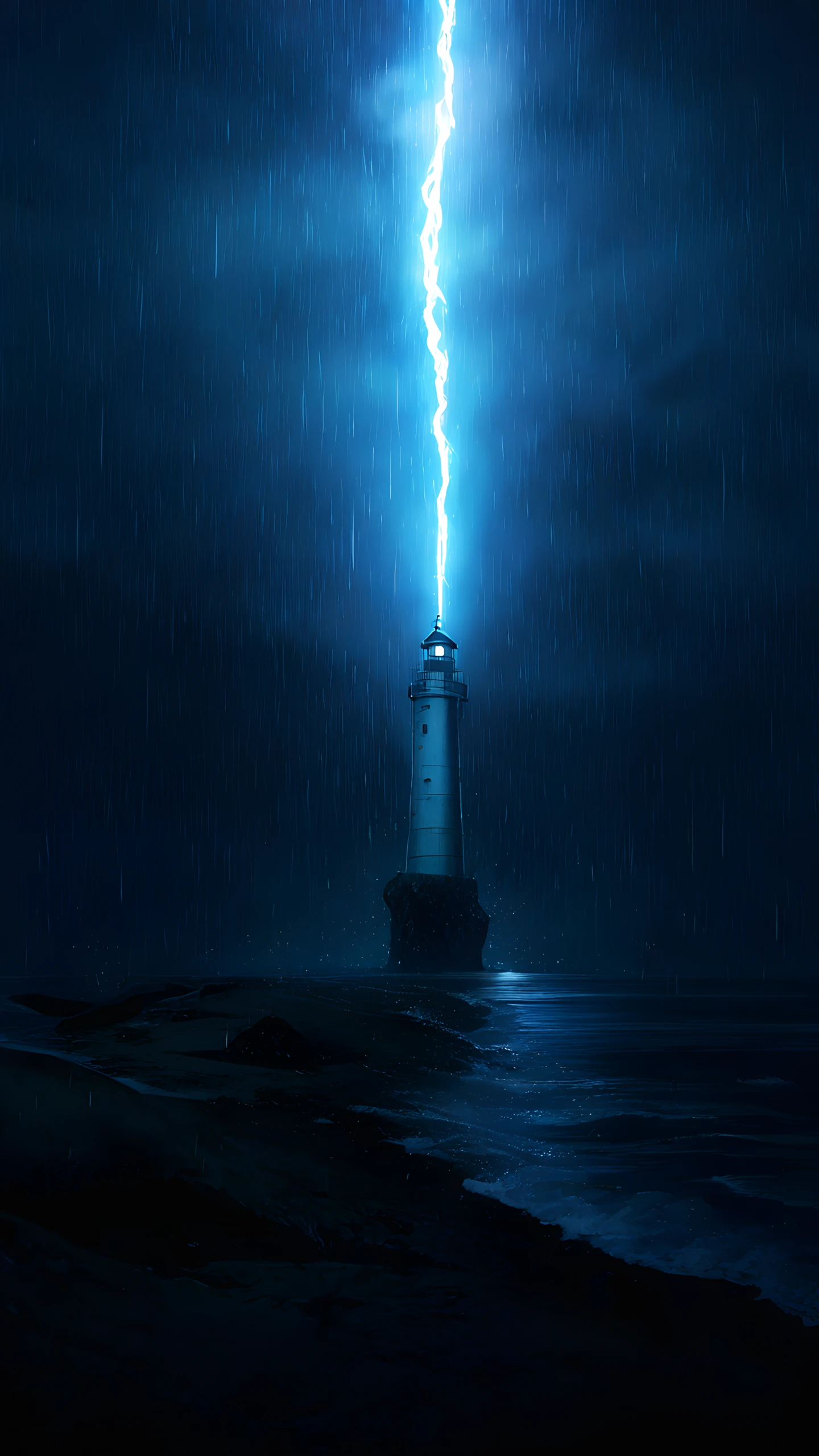 Anime Wallpaper Lighthouse Storm 1440×2560 anime wallpaper
