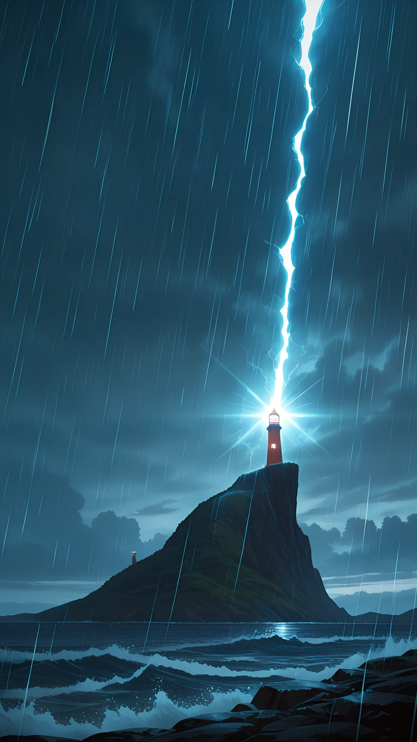 Anime Wallpaper Lighthouse Storm 1440×2560 anime wallpaper