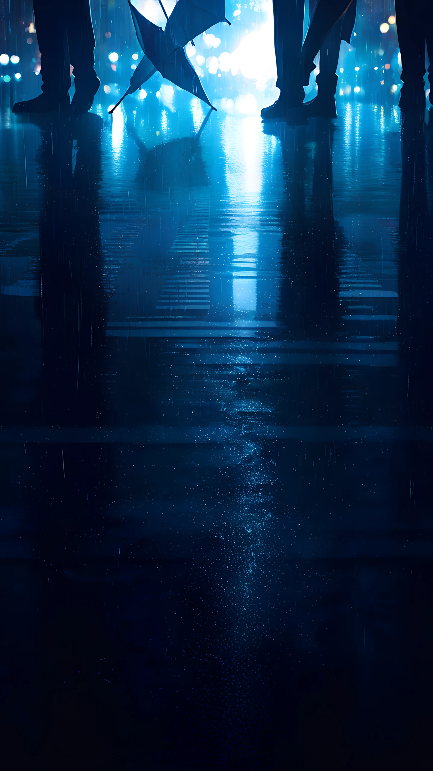 Anime Wallpaper Rainy Crosswalk Neon 1440×2560 anime wallpaper