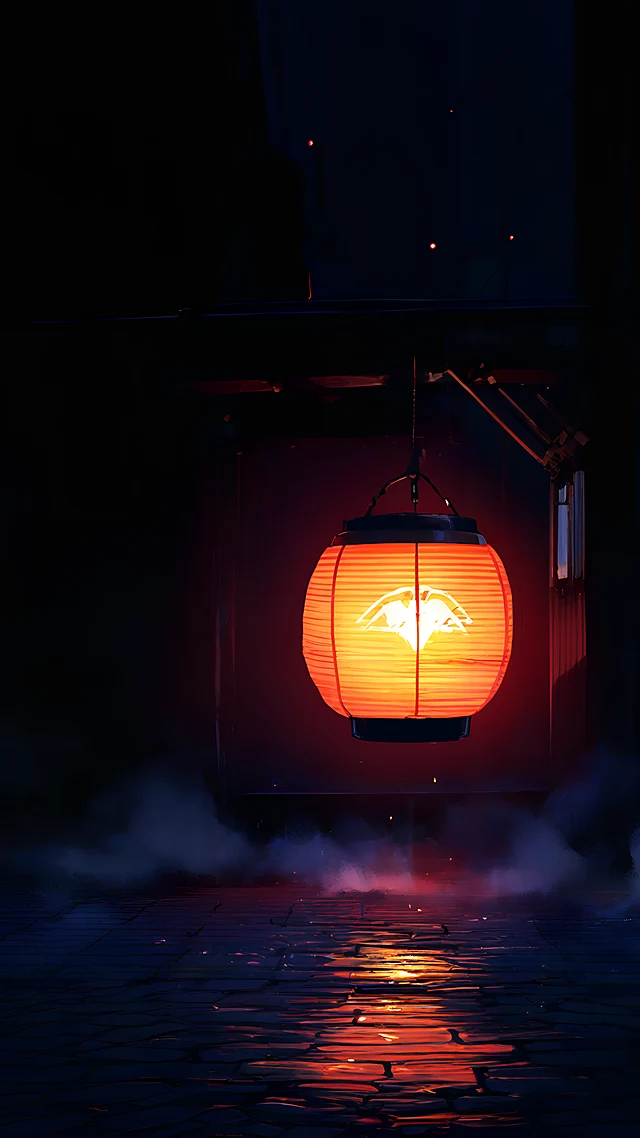 anime wallpaper izakaya alley lanterns — 1440×2560