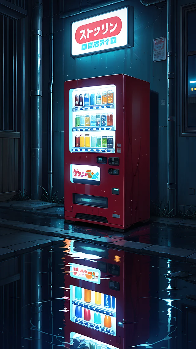 anime wallpaper vending machines alley — 1440×2560