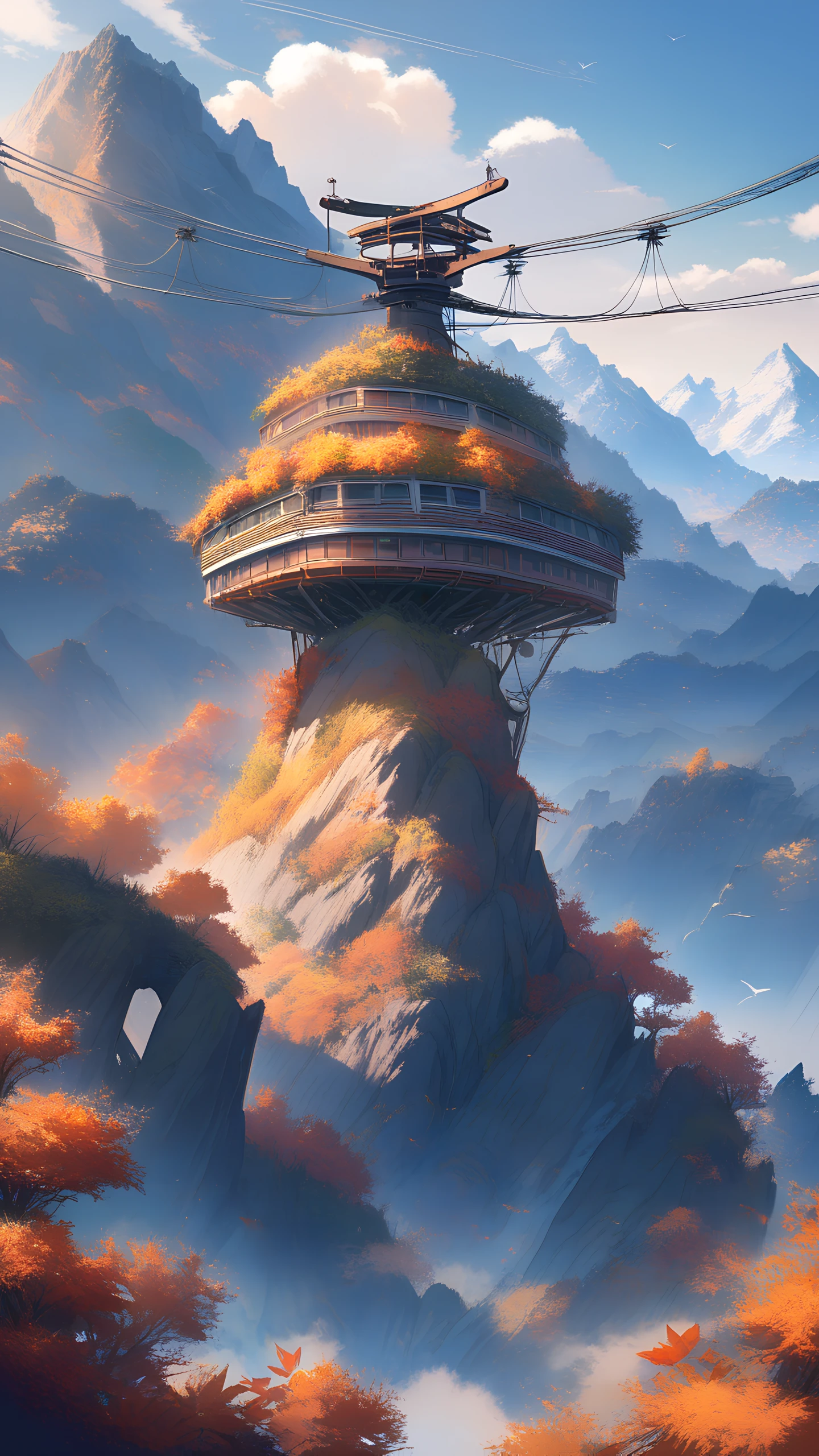 Anime Wallpaper Mountain Cable Car 1440×2560 anime wallpaper