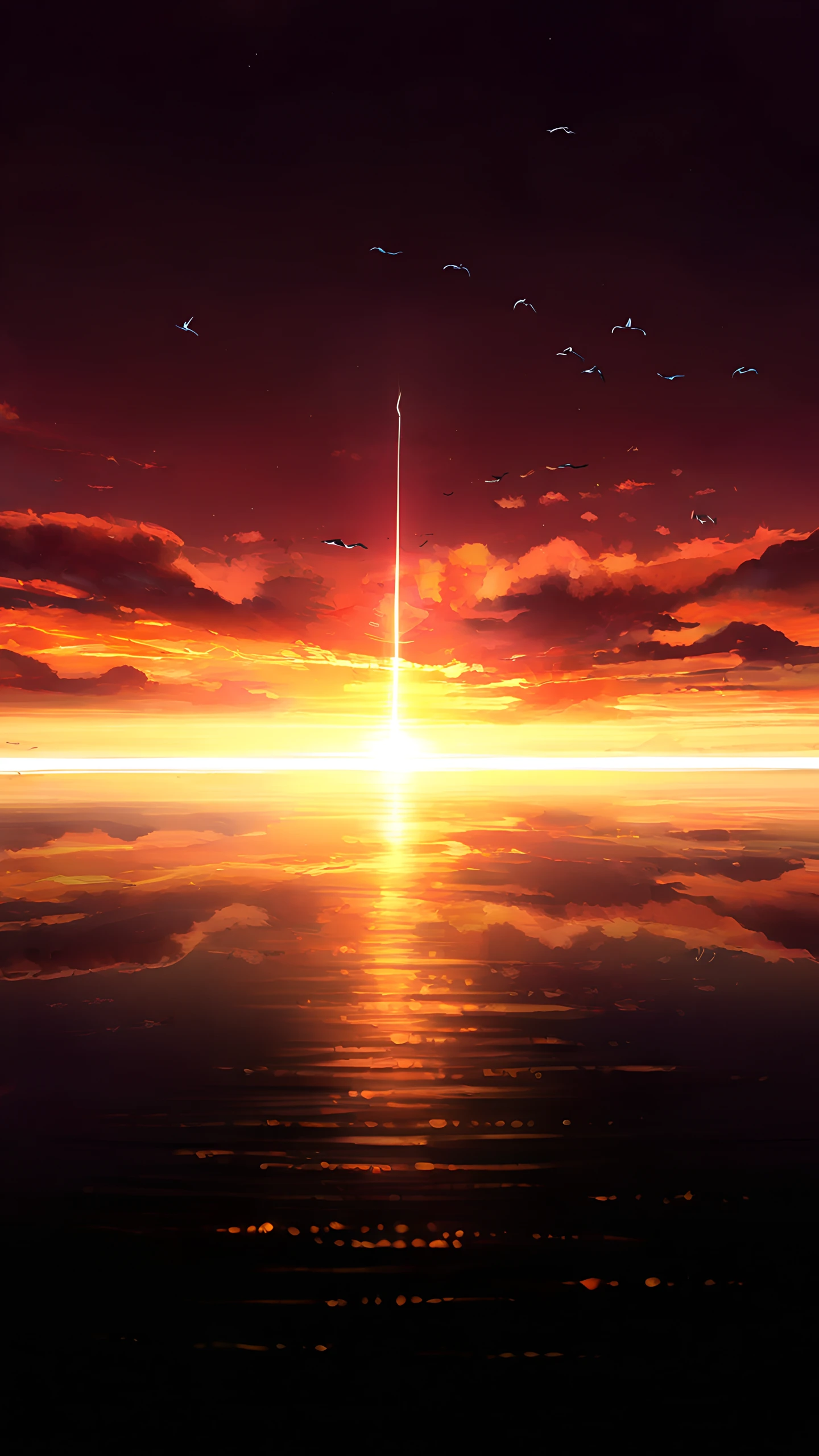 Anime Wallpaper Sailboat Sunset 1440×2560 anime wallpaper