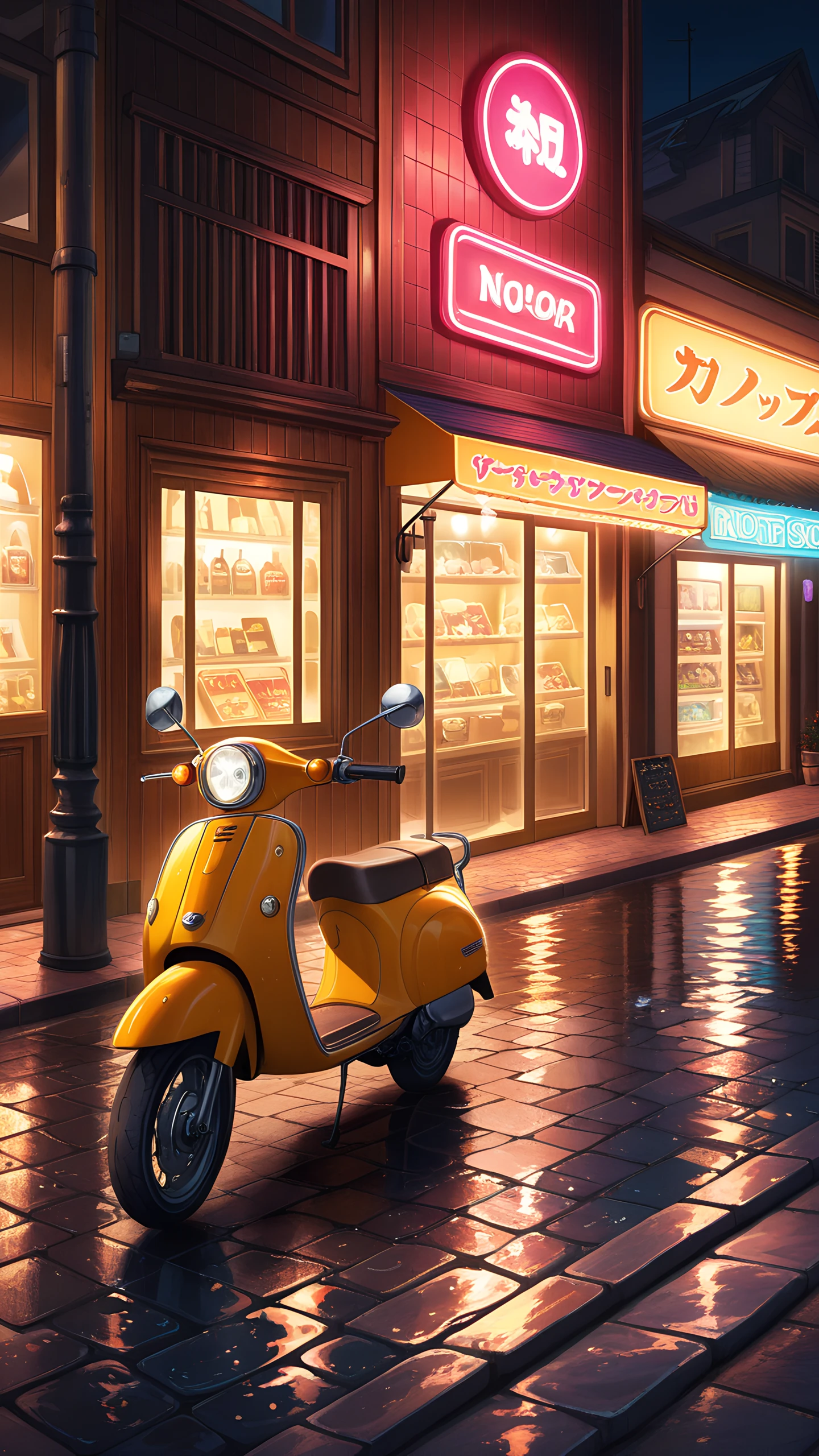 Anime Wallpaper Scooter Night Street 1440×2560 anime wallpaper