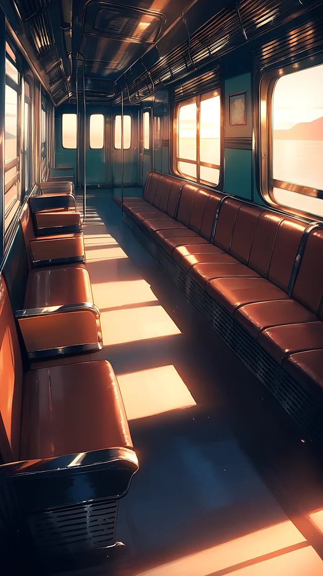 anime wallpaper retro train interior — 1440×2560