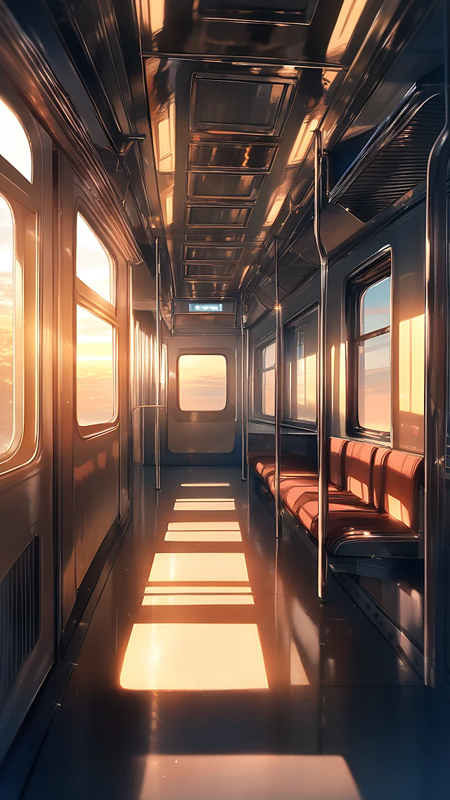 anime wallpaper retro train interior — 1440×2560