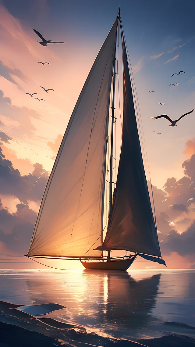 anime wallpaper sailboat sunset — 1440×2560