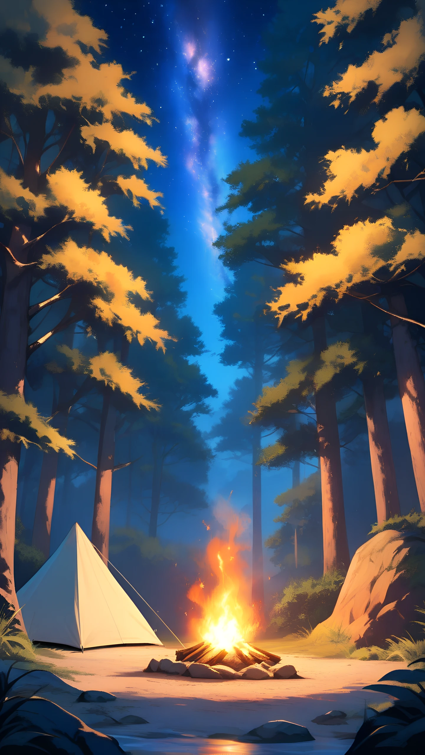 Anime Wallpaper Camping Tent Stars 1440×2560 anime wallpaper