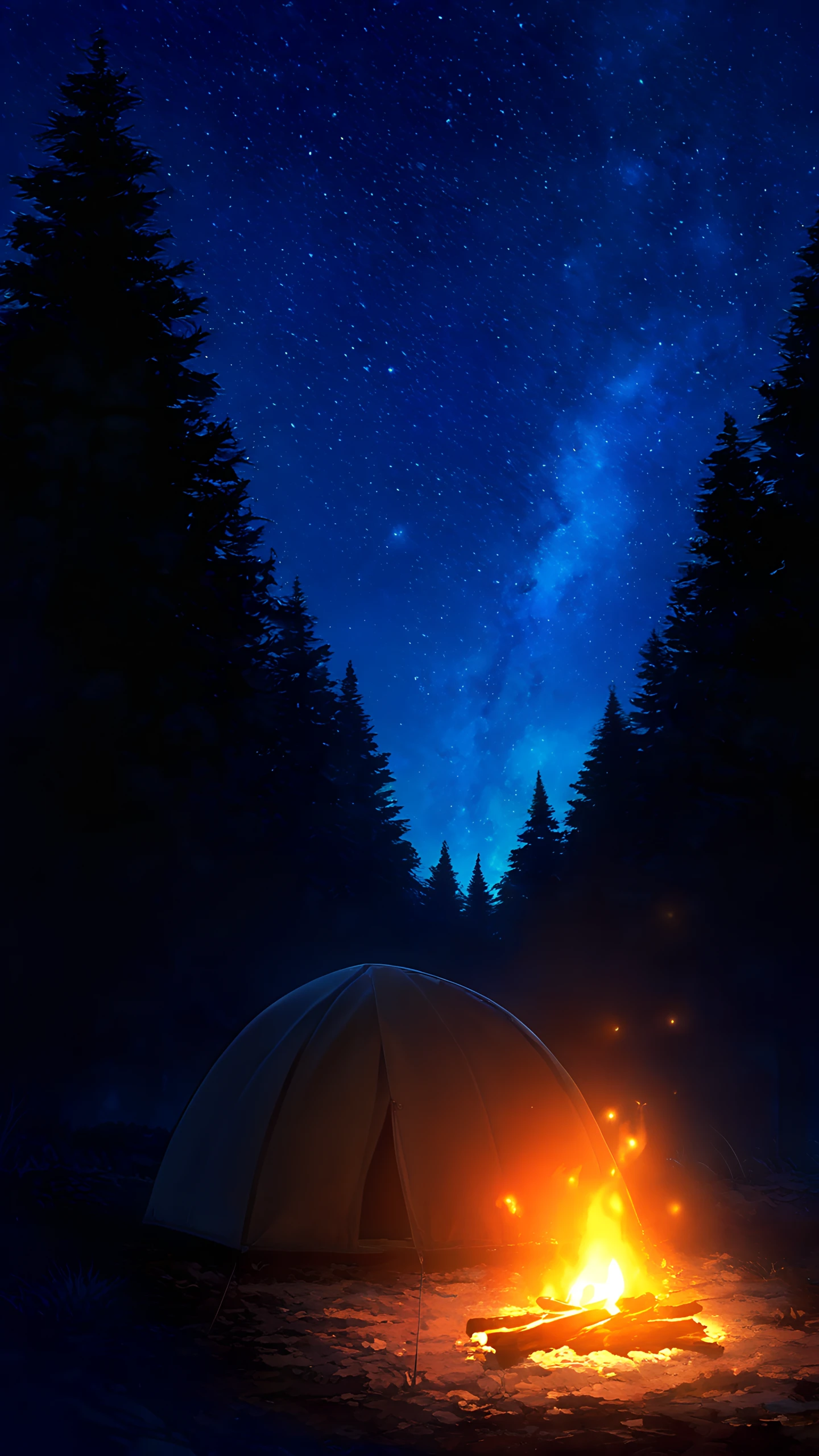 Anime Wallpaper Camping Tent Stars 1440×2560 anime wallpaper