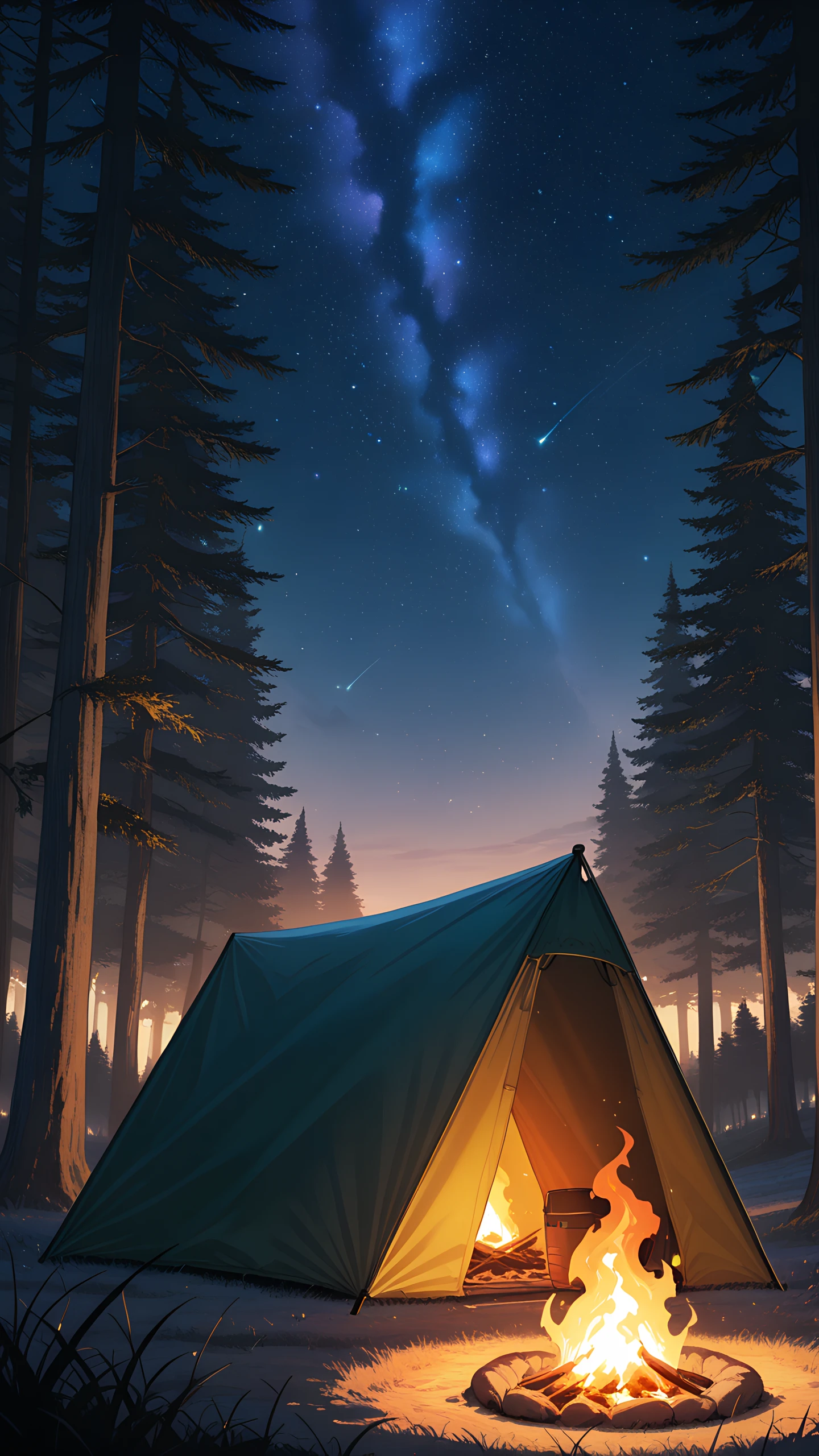 Anime Wallpaper Camping Tent Stars 1440×2560 anime wallpaper