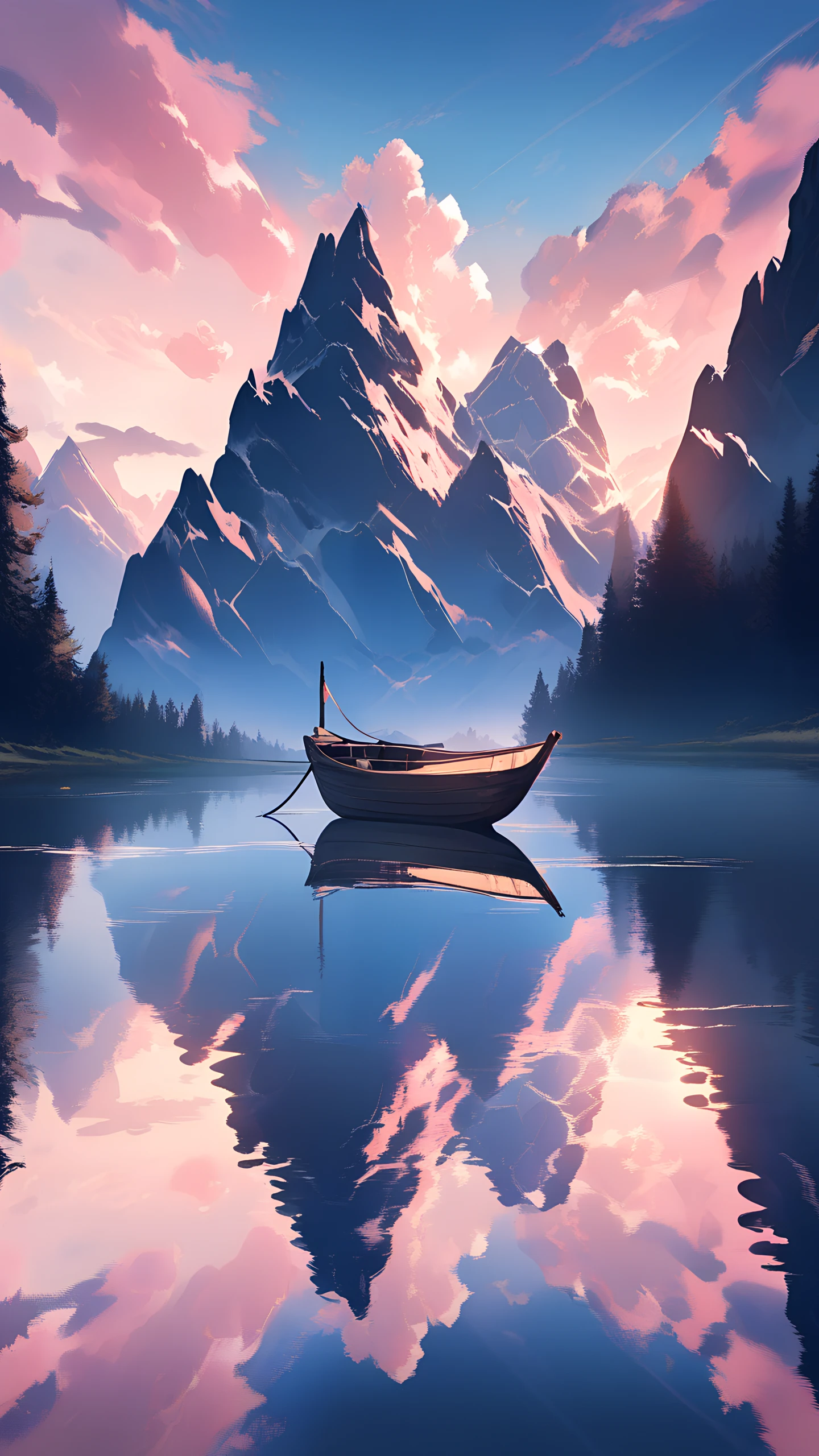Anime Wallpaper Misty Lake Dawn 1440×2560 anime wallpaper