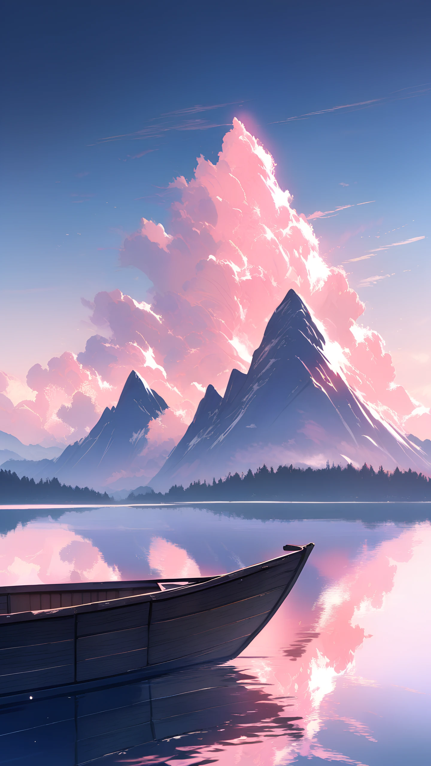 Anime Wallpaper Misty Lake Dawn 1440×2560 anime wallpaper