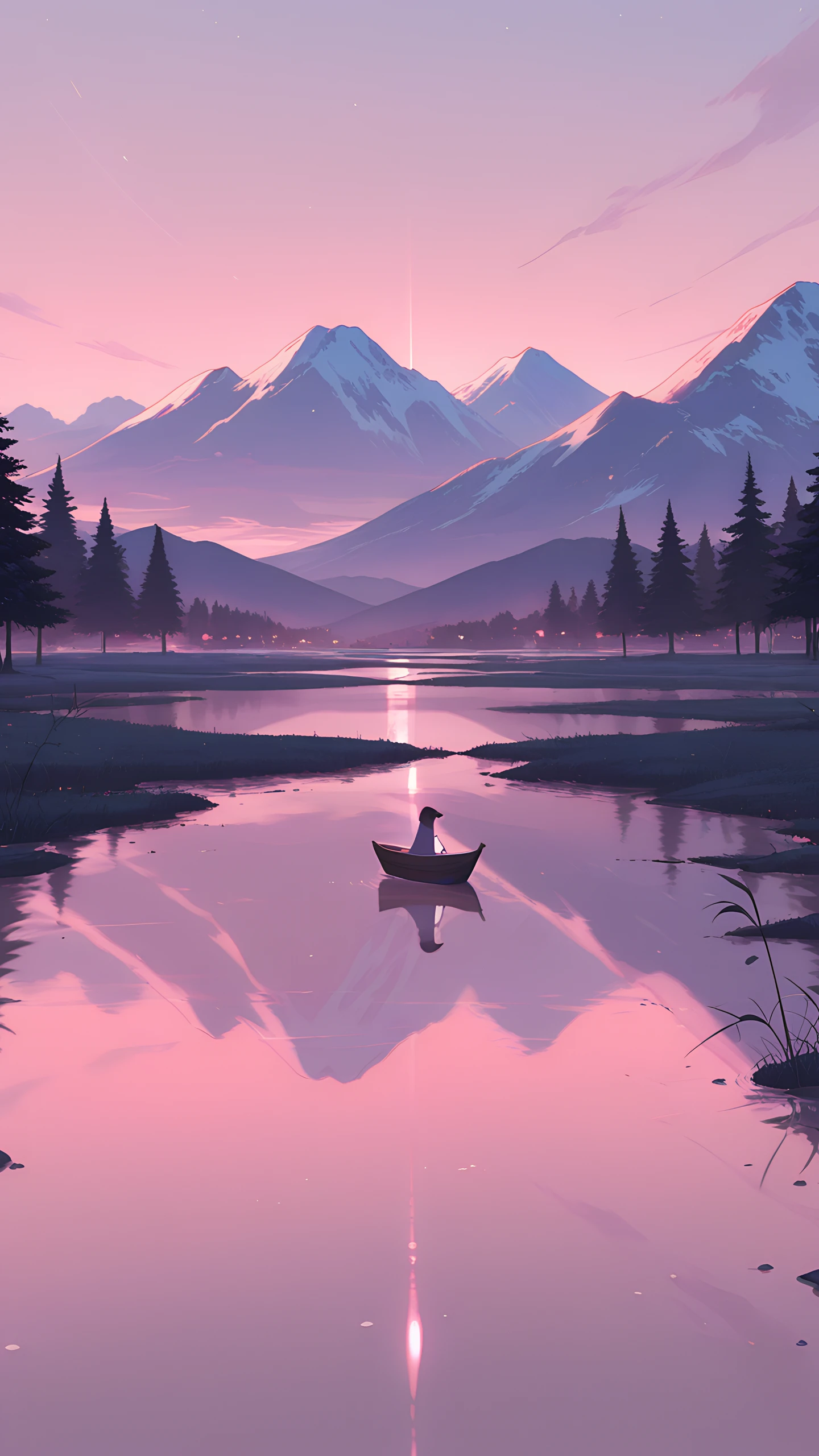 Anime Wallpaper Misty Lake Dawn 1440×2560 anime wallpaper