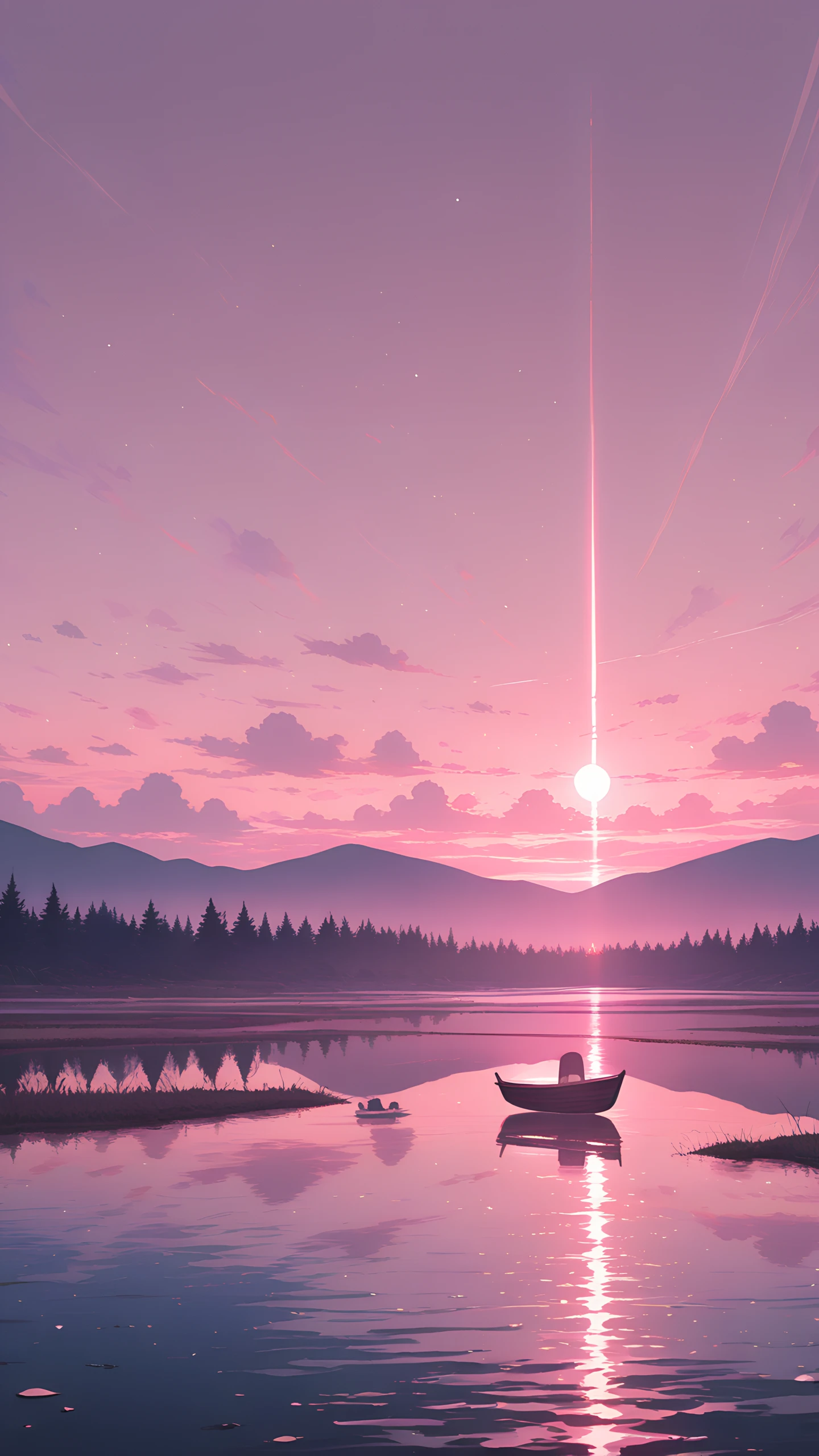 Anime Wallpaper Misty Lake Dawn 1440×2560 anime wallpaper