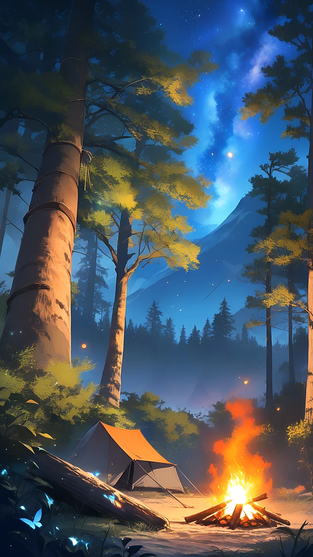 anime wallpaper camping tent stars — 1440×2560
