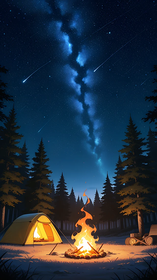 anime wallpaper camping tent stars — 1440×2560