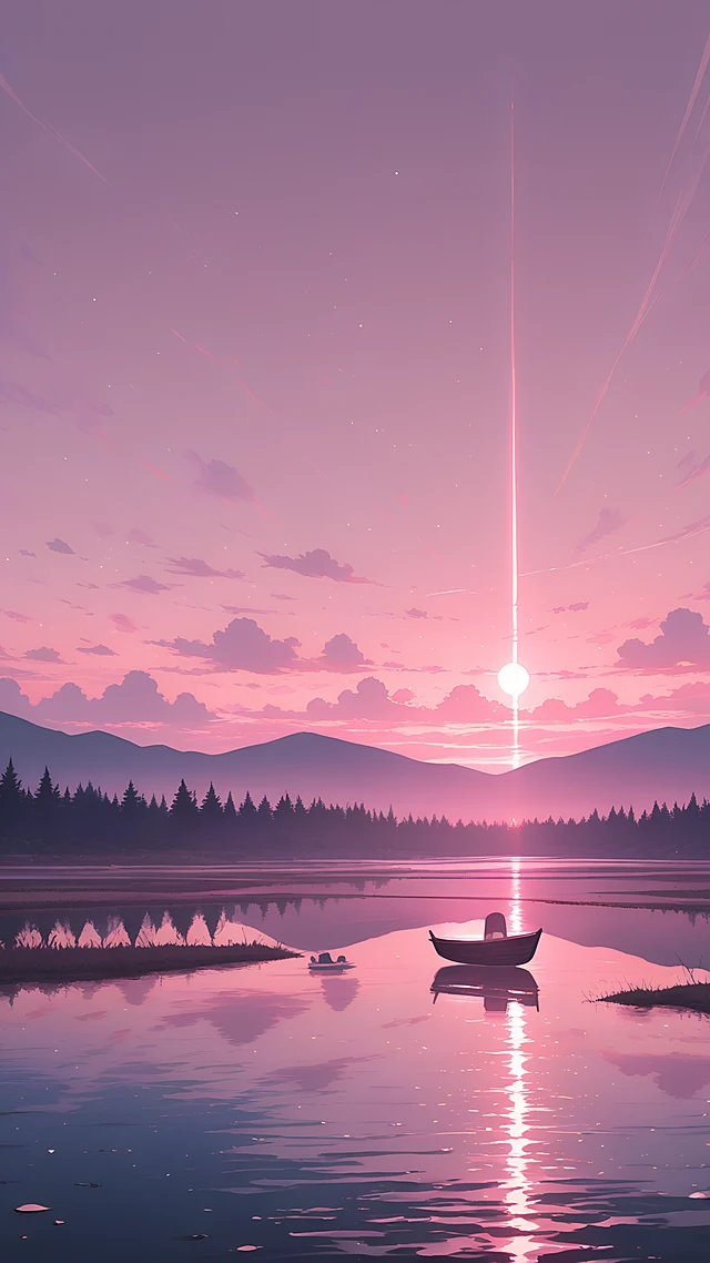 anime wallpaper misty lake dawn — 1440×2560