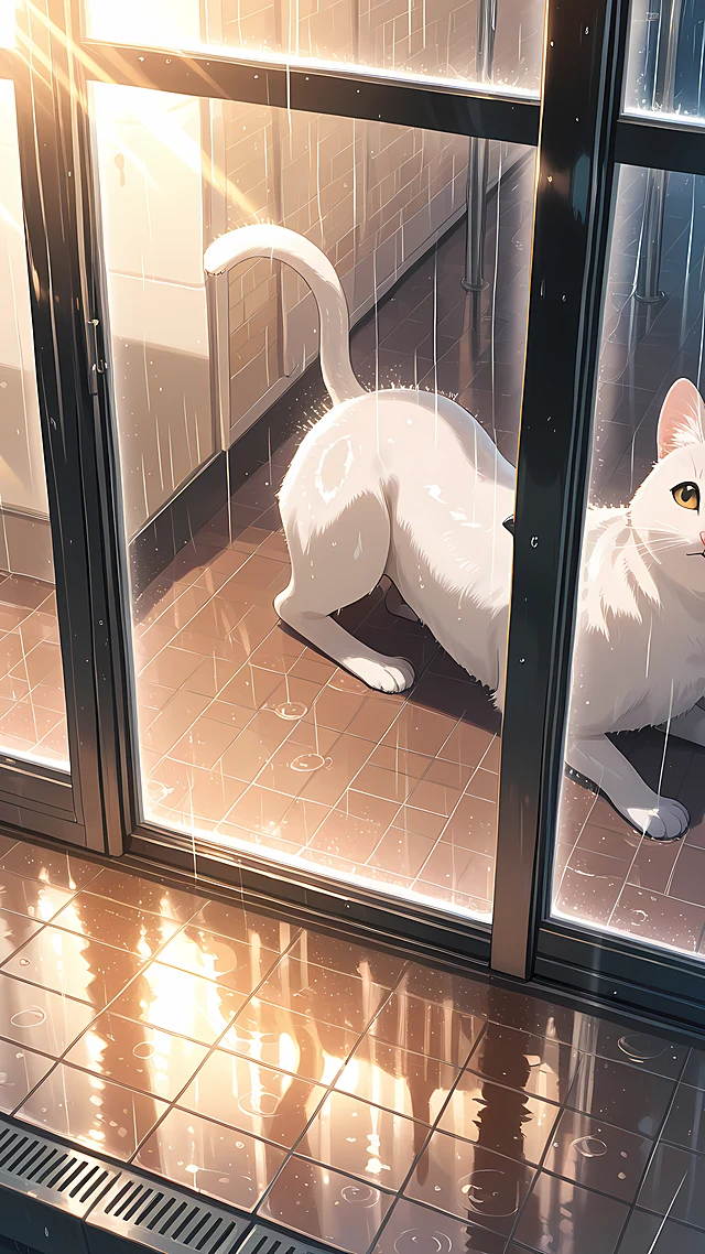anime wallpaper sunshower street — 1440×2560